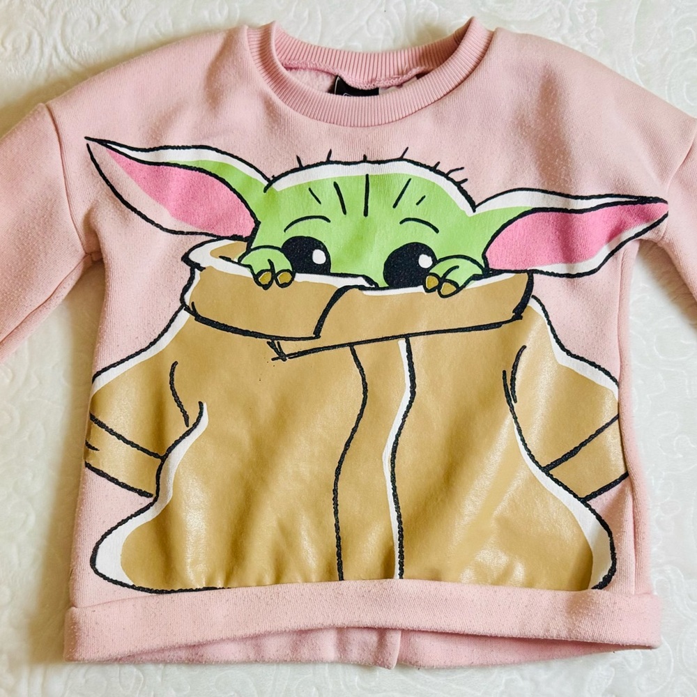 Pink Grogu (Baby Yoda) Sweatshirt (size 5T) from Star Wars Disney